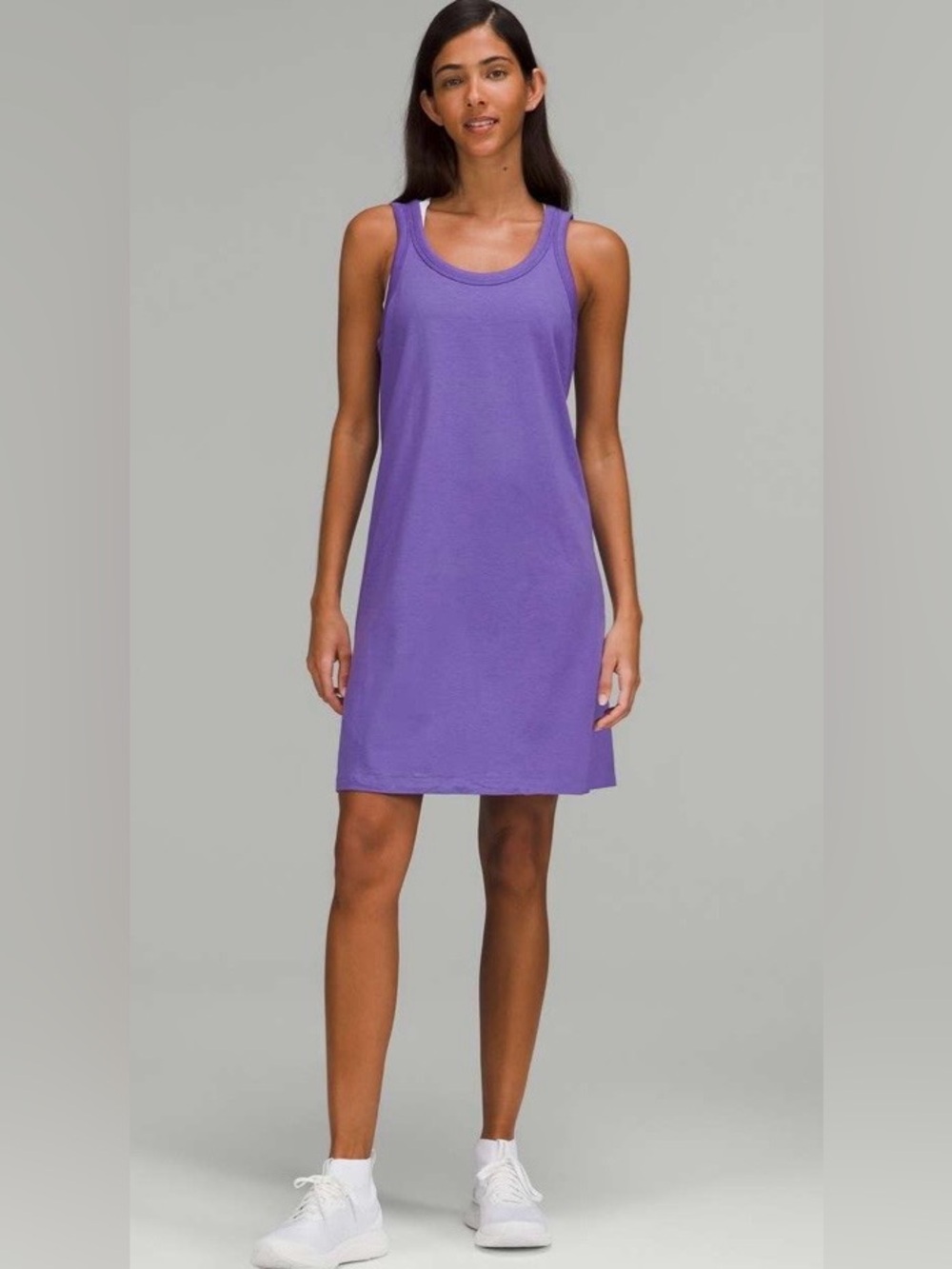 Lululemon NWT Classic Fit Cotton Blend Scoop Dress Charged Indigo Purple Size 8